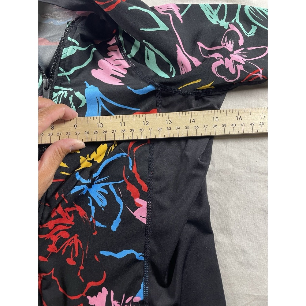 Hurley Leilani Rashguard Swim Top Long Sleeve Size S UPF 50+ Neon Tropical - Picture 8 of 11